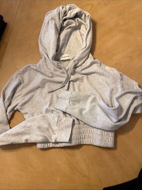 TALENTLESS Heather Light Gray Cropped Hoodie